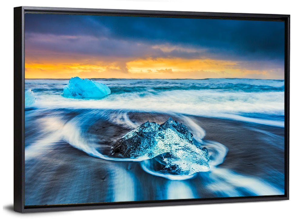 Diamond Beach Ice at Dusk Wall Art