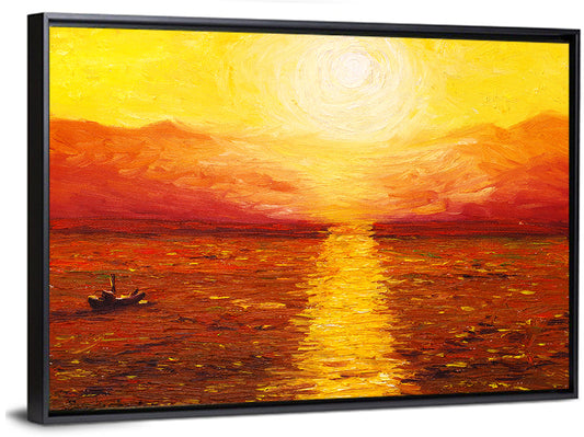 Sea Sunset Illustration Wall Art