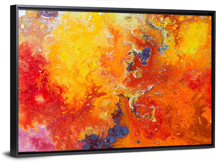 Molten Red Abstract Texture Wall Art as a framed canvas