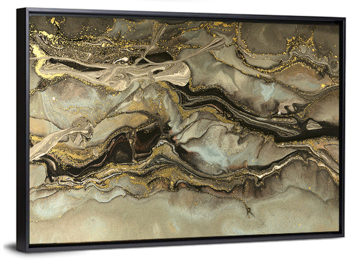Golden Marbled Texture Wall Art as a framed canvas