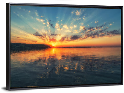 Sunset Over River Wall Art
