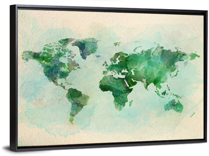 Green World Map Wall Art