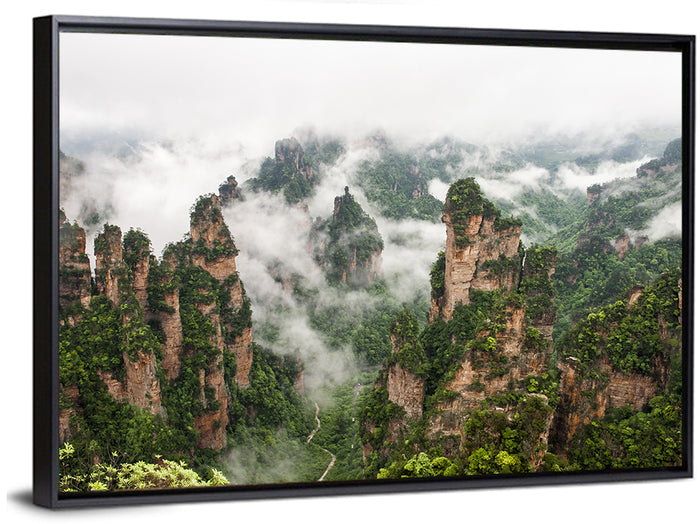Zhangjiajie Sandstone Pillars Wall Art as a framed canvas