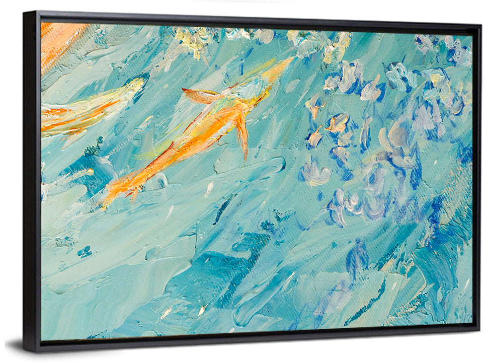 Koi in Blue Abstract Wall Art