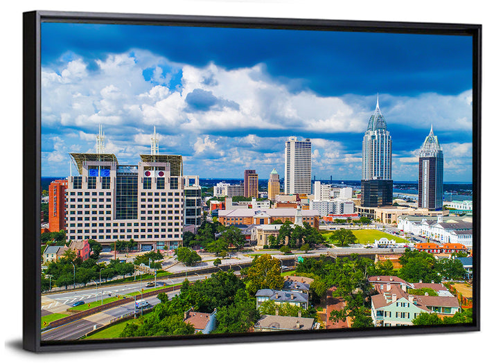 Mobile Skyline with Rsa Battle House Tower Wall Art as a framed canvas