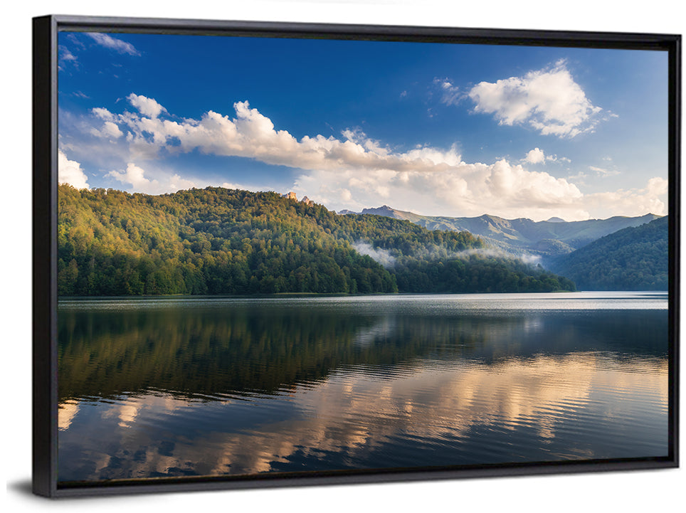 Golden Mist Mountain Lake Wall Art