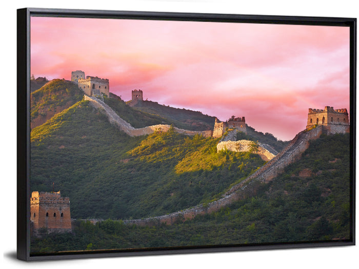 Great Golden Hour Watchtowers Wall Art as a framed canvas