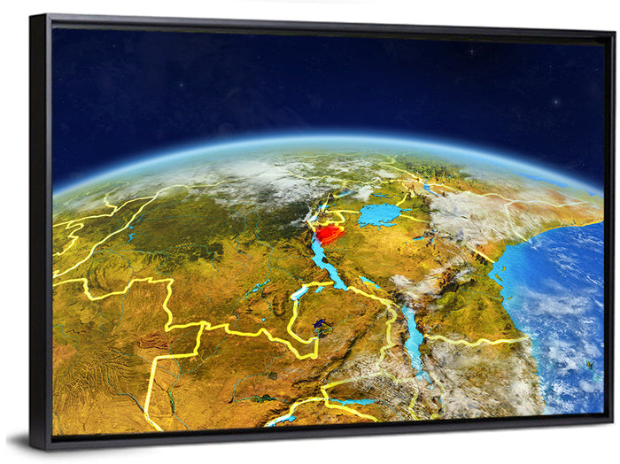 East Africa Great Lakes from Space Wall Art as a framed canvas