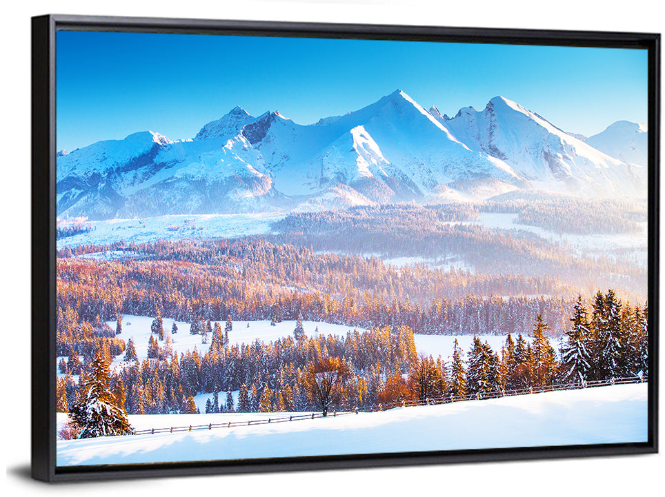 Snowy Mountain Peaks at Sunrise Wall Art