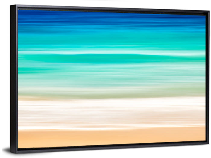 Layered Turquoise Seashore Abstract Wall Art as a framed canvas