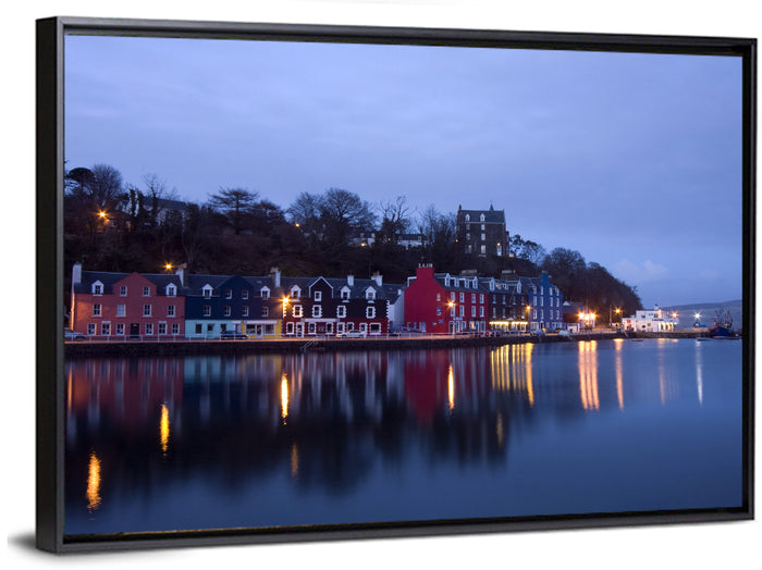 Tobermory Harbour at Twilight Wall Art as a framed canvas