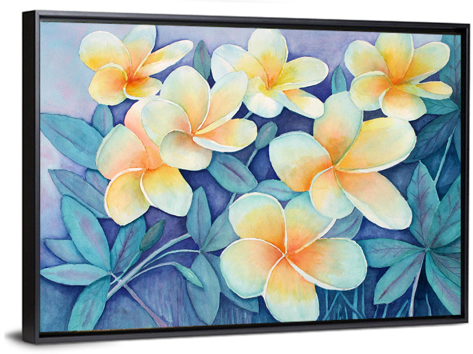 Watercolor Frangipani Cluster Wall Art