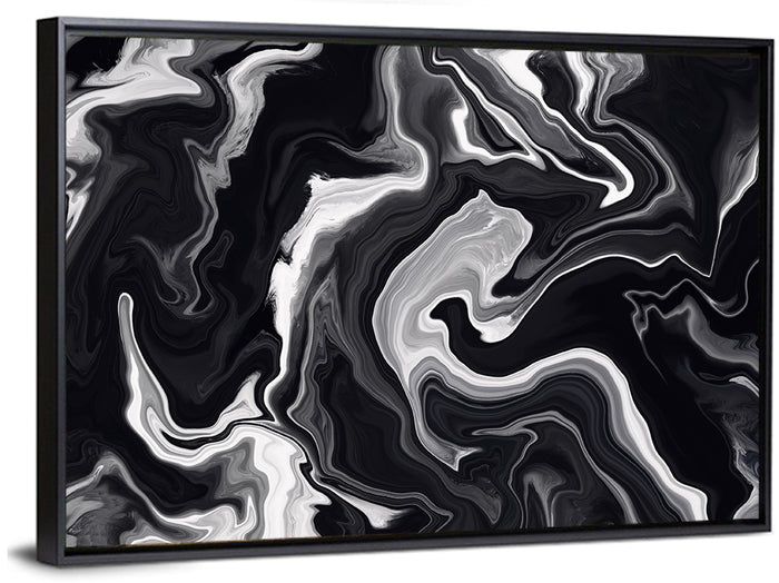 Flowing Black Marble Abstract Wall Art as a framed canvas