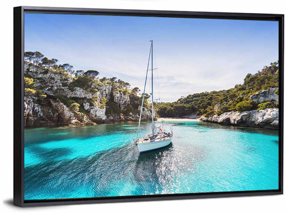 Menorca Cove Sailboat Wall Art