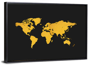 Gold Texture World Map Wall Art