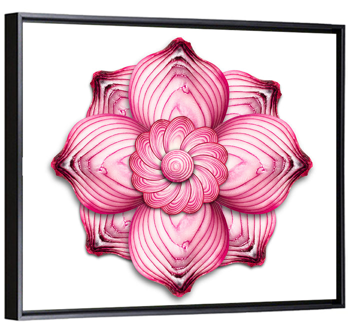 Red Onion Mandala Floral Pattern Wall Art as a framed canvas