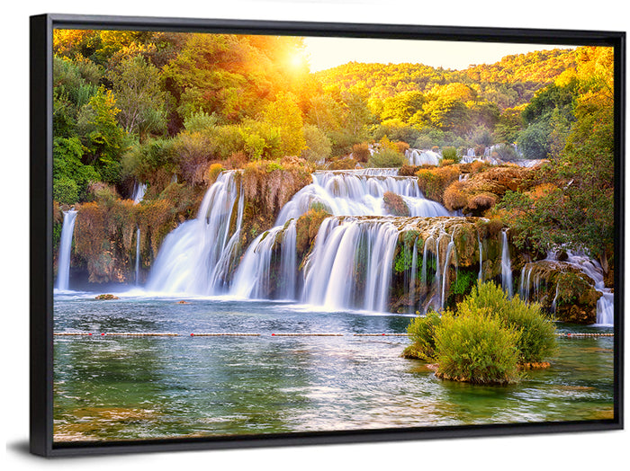 Skradinski Buk Waterfall at Golden Hour Wall Art as a framed canvas