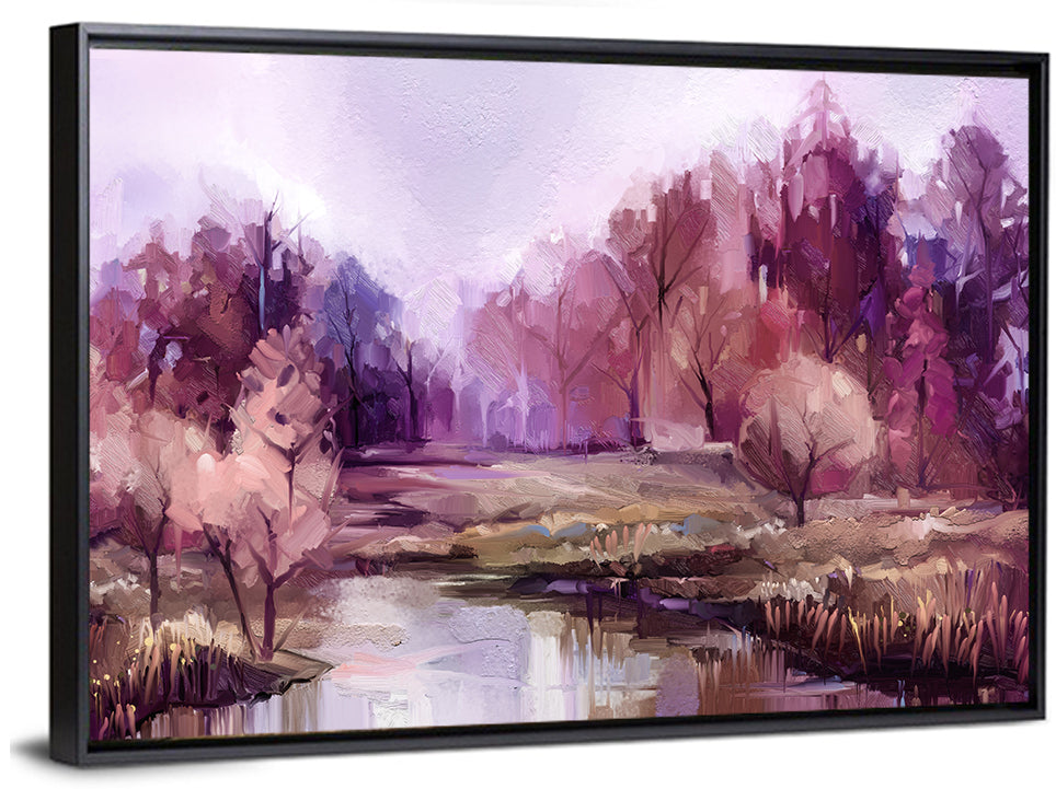 Lavender Autumn Forest Watercolor Wall Art