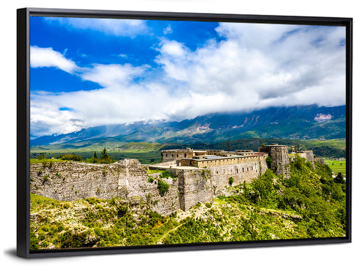 Gjirokastër Fortress Over Drino Valley Wall Art as a framed canvas