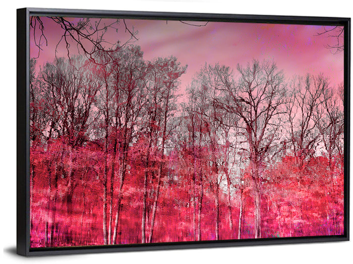 Autumn Trees Reflection Wall Art as a framed canvas