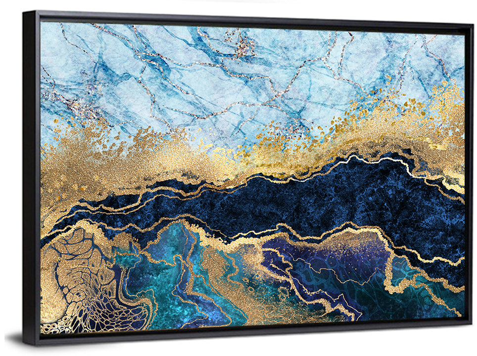 Blue Marble with Gold Veins Wall Art