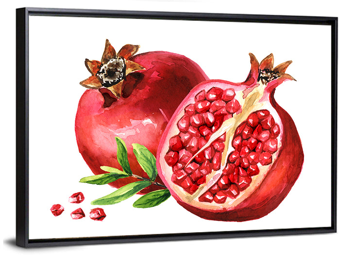 Fresh Pomegranate Watercolor Wall Art as a framed canvas