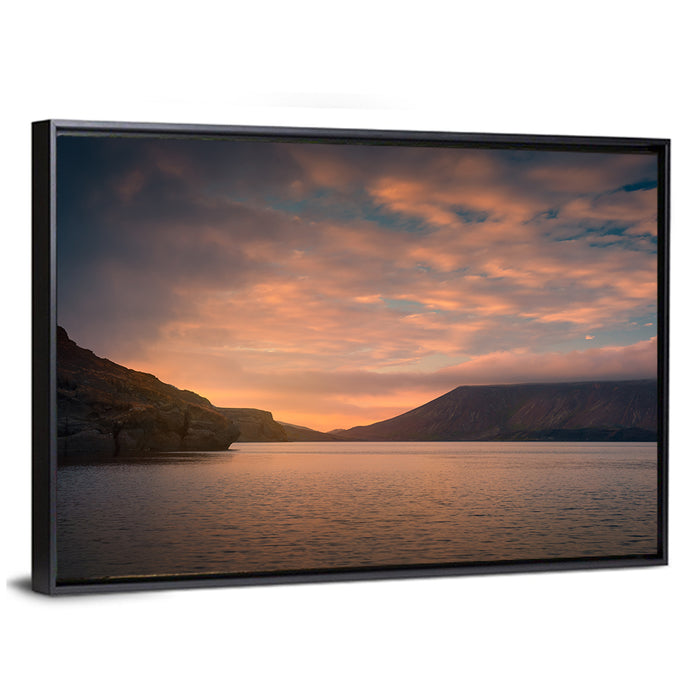 Kleifarvatn Lake at Sunset Wall Art as a framed canvas