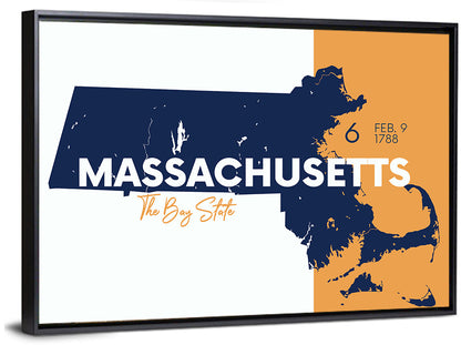 Massachusetts State Map Wall Art