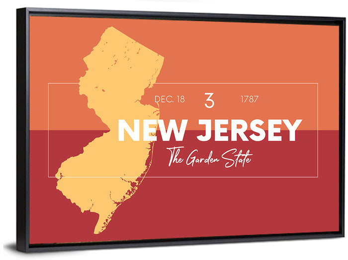 New Jersey State Map Wall Art as a framed canvas
