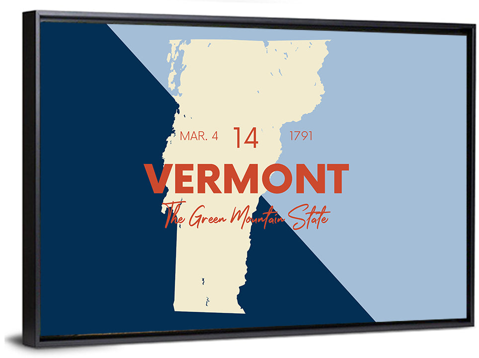 Vermont Map, Green Mountain State Wall Art