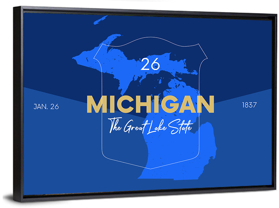 Michigan Shield Map Graphic Wall Art