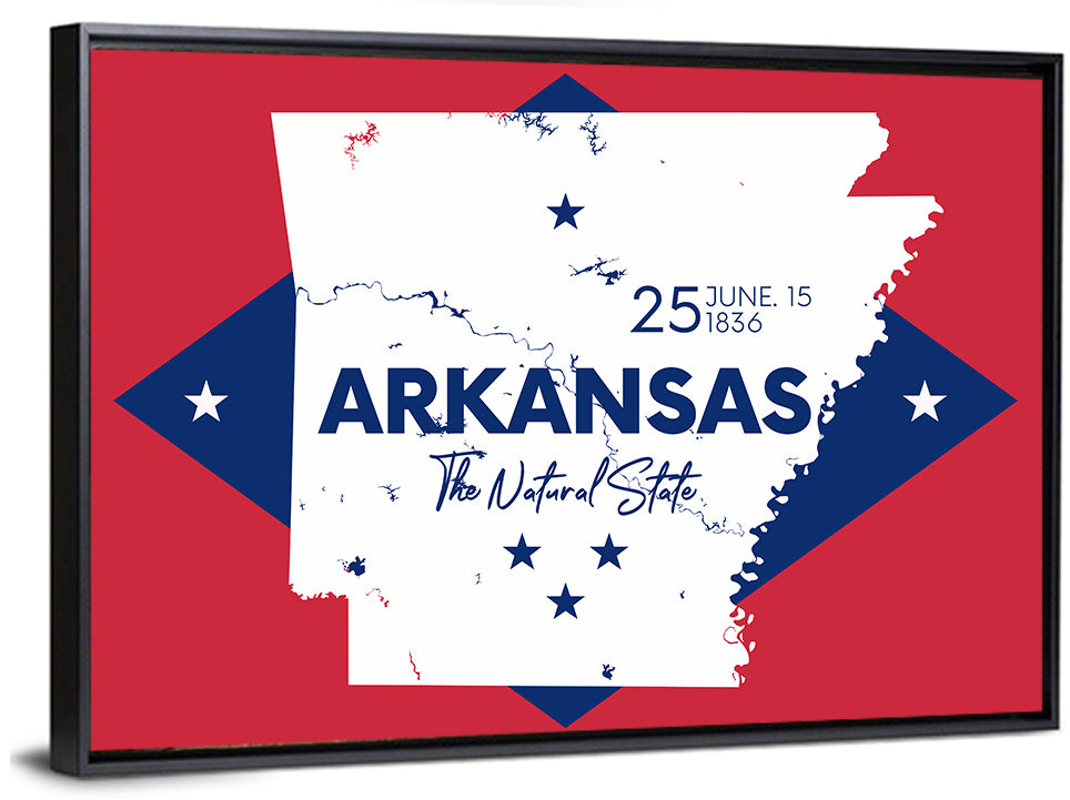 Patriotic Arkansas Map Wall Art