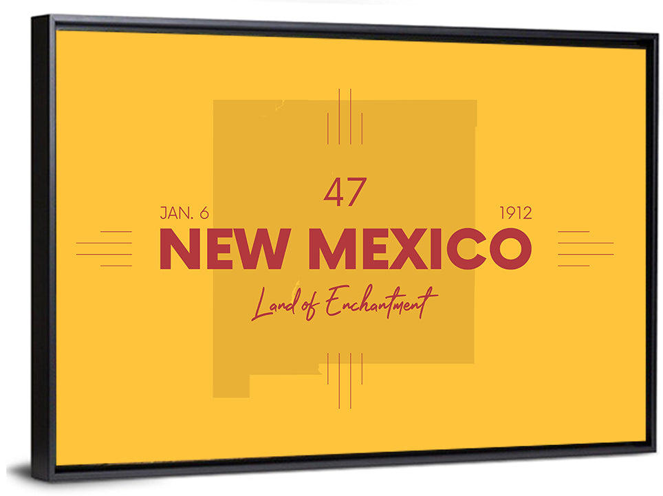 New Mexico Typographic Map 1912 Wall Art