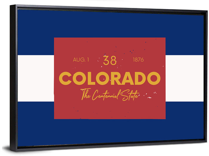 Colorado State Flag Map Wall Art as a framed canvas