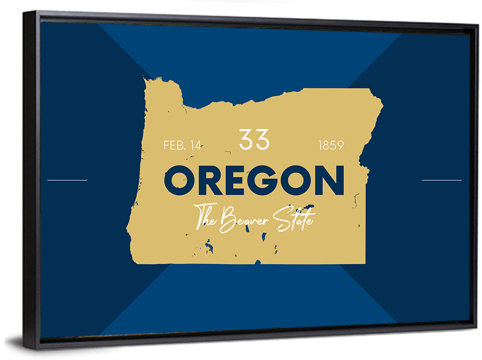 Oregon Typographic Map Wall Art