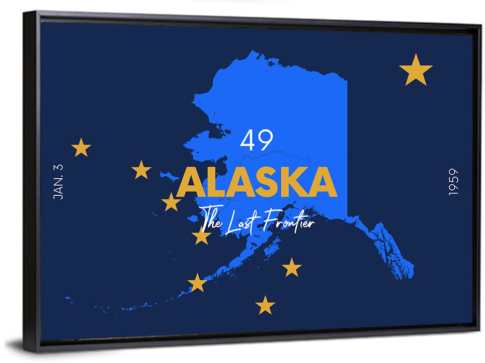 Alaska Map with Gold Stars Wall Art