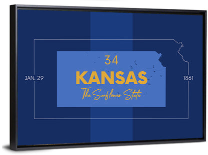 Kansas State Map Wall Art