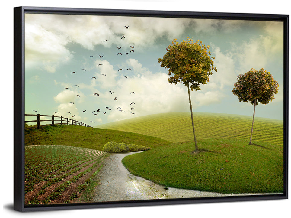 Serene Green Hills Pathscape Wall Art