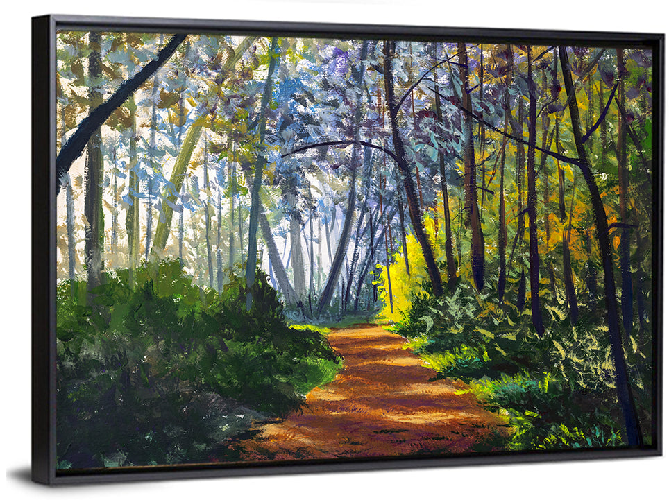 Sunlit Forest Alley Path Wall Art