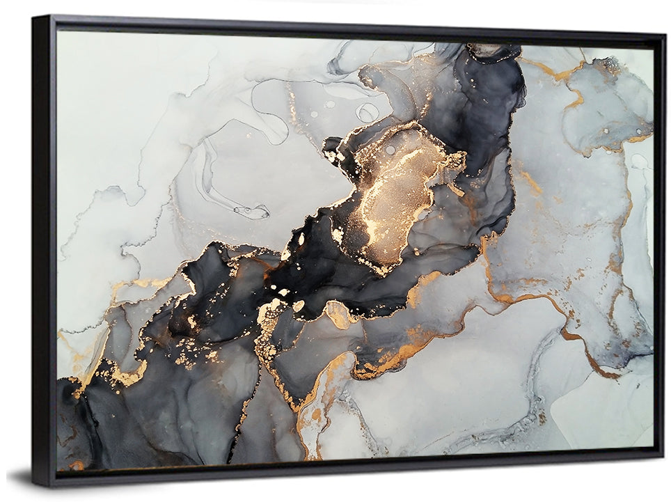 Black Fire Marble Abstract Wall Art