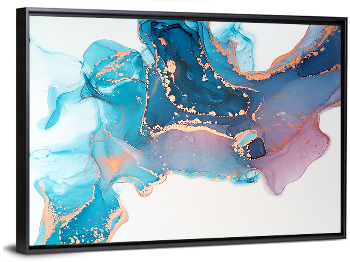 Fluid Ink with Metallic Gold Accents Wall Art as a framed canvas
