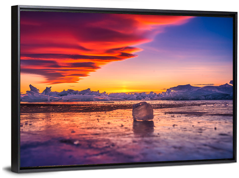 Lake Baikal Ice at Sunset Wall Art