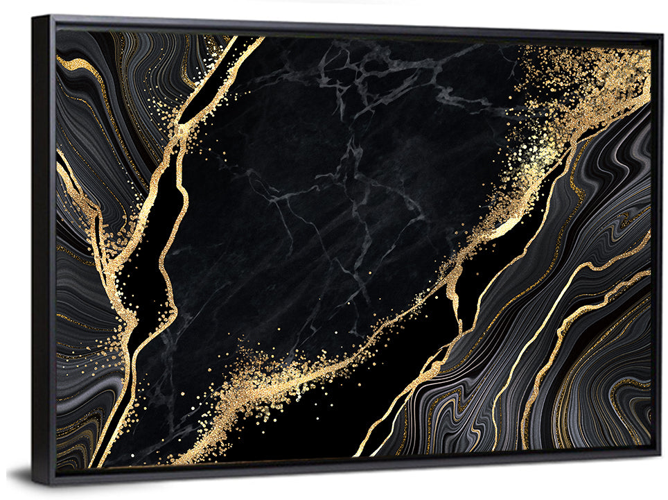 Diagonal Gold Veined Marble Wall Art