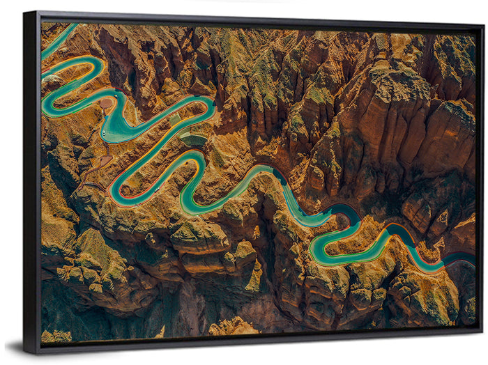 Twisted Mountain Road Wall Art as a framed canvas