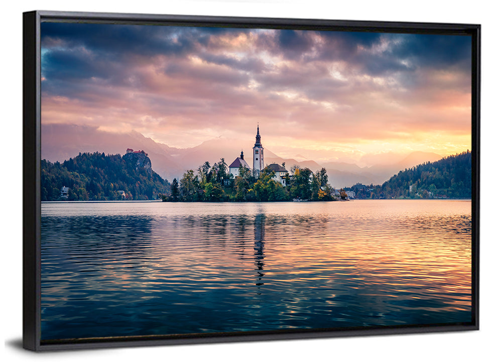 Golden Hour at Bled Island Wall Art