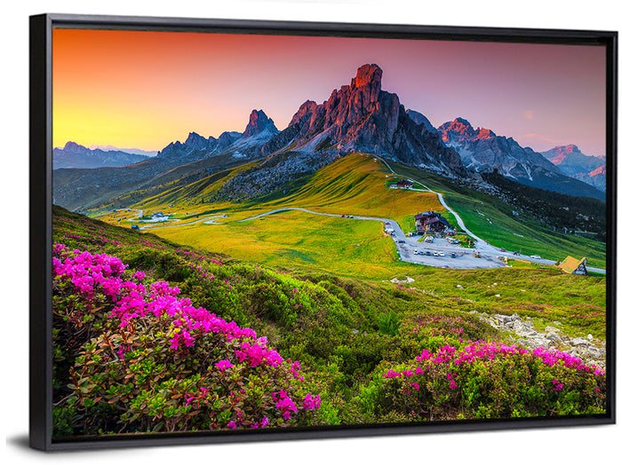 Passo Giau Flower Meadow Wall Art as a framed canvas