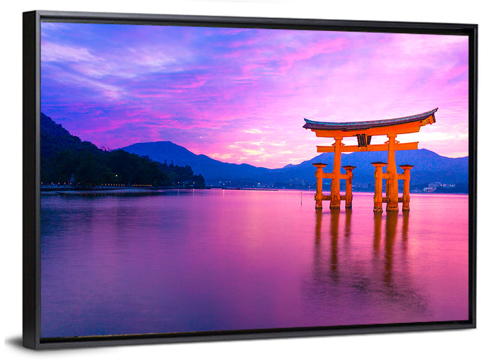 Miyajima Torii at Sunset Wall Art as a framed canvas