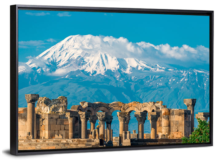 Zvartnots Cathedral Ruins Wall Art as a framed canvas