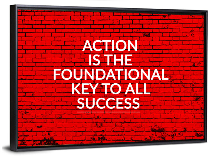 Key to Success on Red Brick Wall Art as a framed canvas