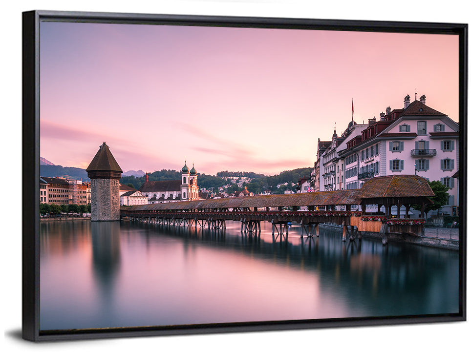 Lucerne Chapel Bridge at Dusk Wall Art